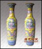 大花瓶 礼品花瓶 商务礼品 酒店摆设 黄釉雕龙花瓶
