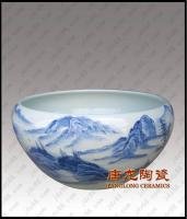 景德镇陶瓷大缸 景德镇大件装饰品 业乔迁礼品 家居装饰品 青花山水水洗大缸